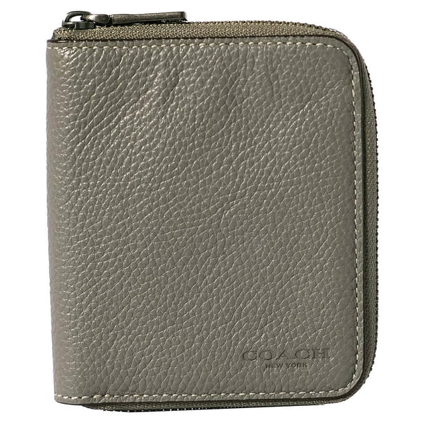 Coach Small Pebbled Leather Zip Around Wallet In Heather Grey 