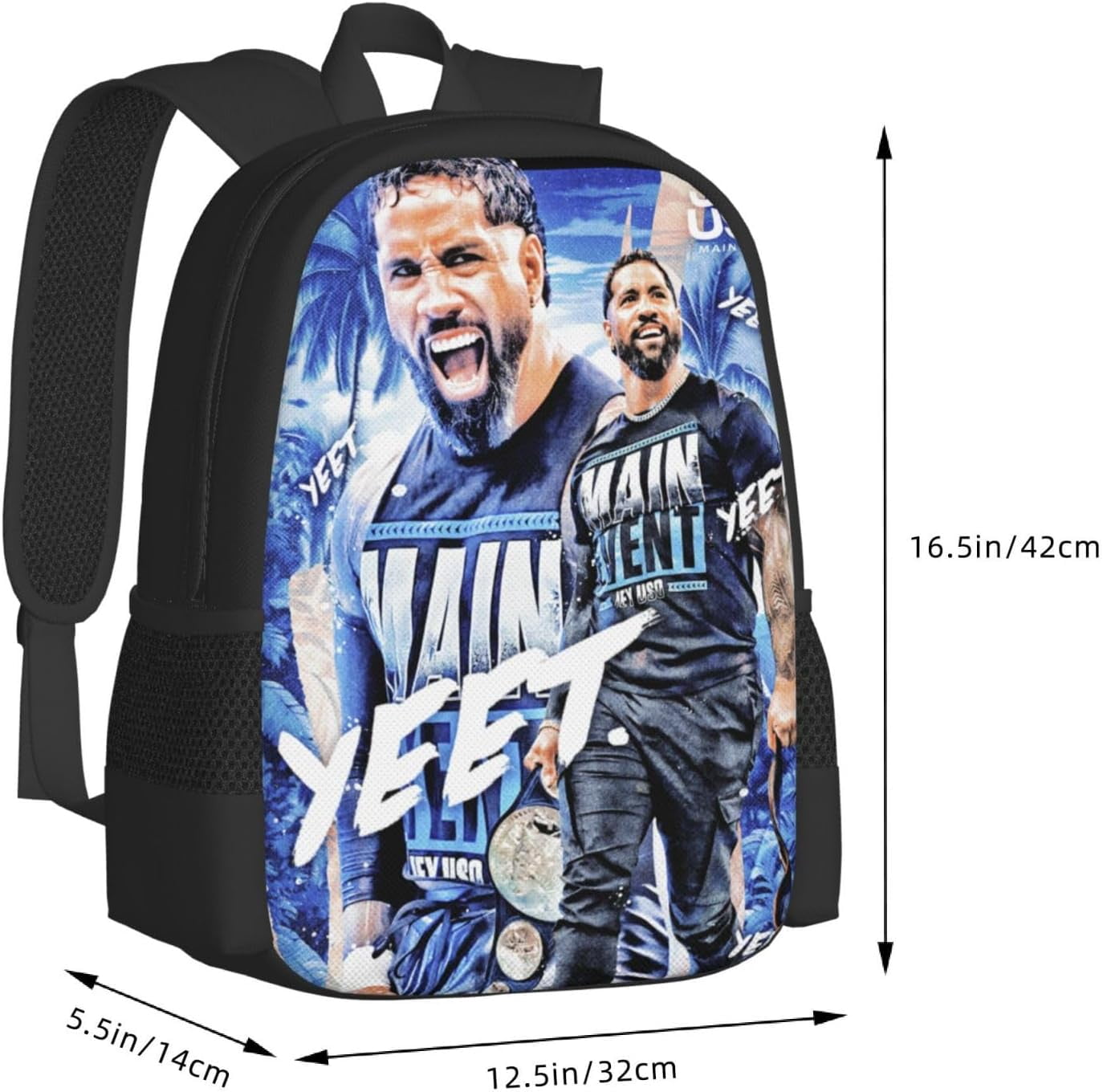 Jey Wrestler USO Unisex Sports Bag, Backpack for Indoor Cool Work Backpack Notebook Bag for Men and Women