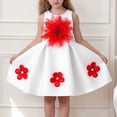 thumbnail image 3 of White Kids Girl Dress Sleeveless Floral with 3D Flowers, Holiday Party & Special Occasion Dress for Little Girls, Pullon Church Easter or Playdate Outfit,Size 12-18 M, 3 of 8