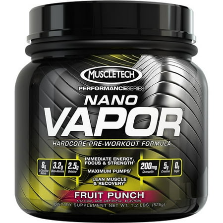 MuscleTech Performance Series Nano Vapor Hardcore Pre-Workout Formula Fruit Punch Dietary Supplement Powder 1.2 pounds