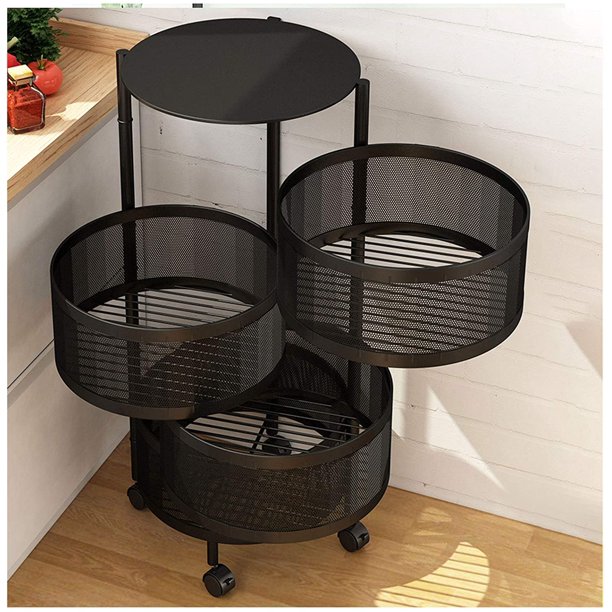Round Layered Shelf Storage Rack Kitchen Rotating Vegetable Rack FloorStanding MultiLayer