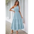 thumbnail image 2 of Vestido PRETTYGARDEN Maxi Azul con Nudo y Un Hombro Sin Mangas Talla L, 2 of 8