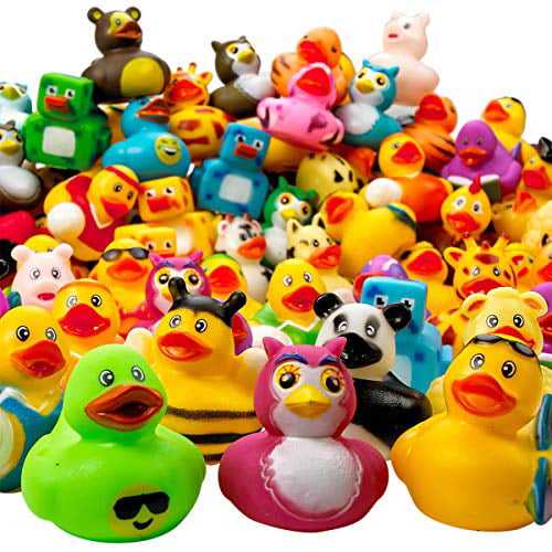 2" Rubber Duck Assortment package of 100 Ducks Duckies Sides Wide Tall Bulk 