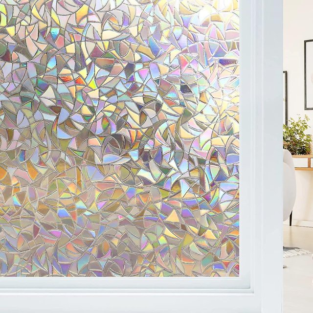 Película electrostática para ventanas con efecto arcoíris, 44,5 x 400 cm, película decorativa antirayos UV para ventanas, película opaca para ventanas ideal para dormitorios,