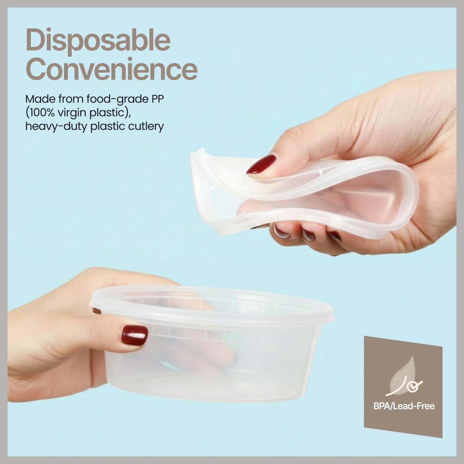 BAKKEN Plastic Deli Containers with Lids 16oz (200 Pack), Leak-Proof Food Storage for Soup, Meal Prep & Slime, Stackable, Freezer & Microwave Safe