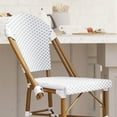 thumbnail image 3 of Emma + Oliver Set of Two Indoor/Outdoor 30" High Stacking Bistro Bar Stool with White and Gray Patterned Seat and Back and Bamboo Finished Metal Frame, 3 of 12