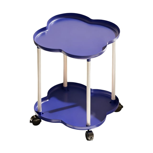 Blue Mobile Side Table Storage Cart Rolling Coffee Table Bedside Table With Wheels For Living Room Bedroom Study Desk Portable Organizer Rack Assembly Required Dimensions Not Provided 1.87