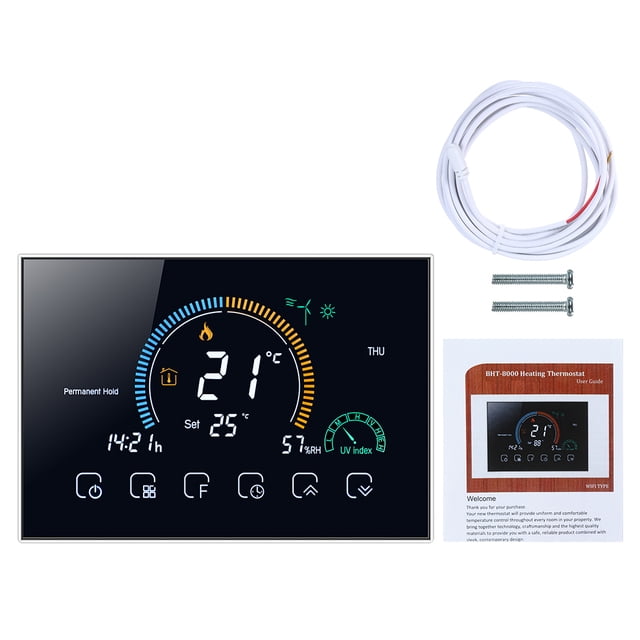 Termostato de habitación programable inteligente WiFi controlador de temperatura de calefacción eléctrica LCD retroiluminado, negro Yuarrent HA001967-01B