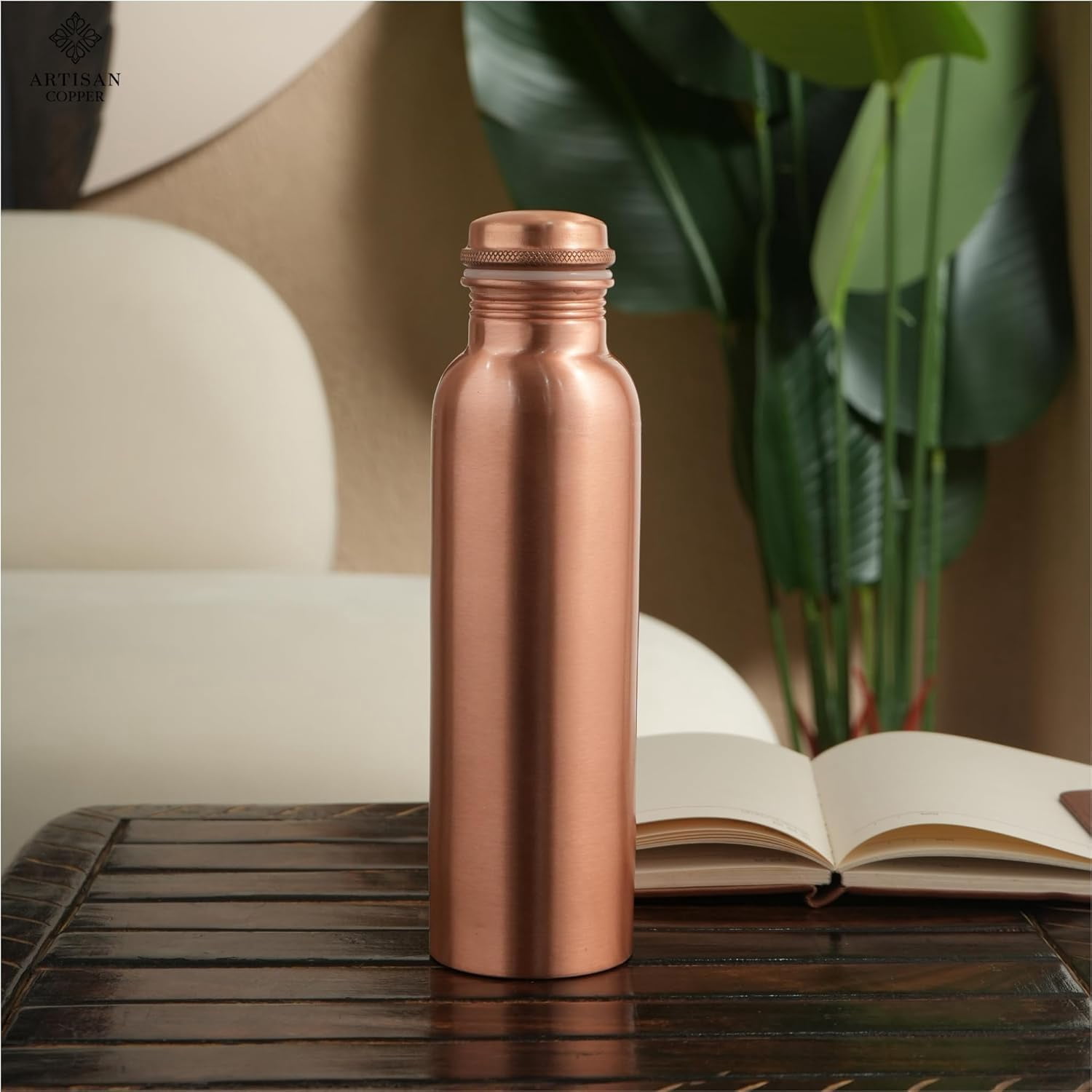 Pure Copper Water Bottle, 34 oz (950 ml), Smooth Finish, Leak-Proof Design Vessel, Ayurveda Health Benefit for Sport, Fitness, Yoga. Pure CopperBottle for Drinking Water