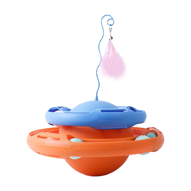 Juguete de gato de 360 grados, bola rodante de persecución, juego de interior, giratorio de entrenamiento, juguete de s para gatos, - Azul anaranjado Naranja azul Sunnimix Juguetes para gatos