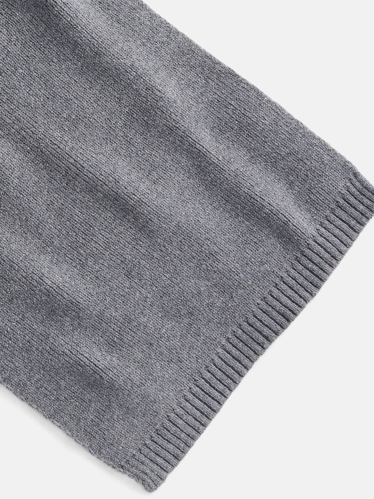 Scenario Women's Knit Oblong Scarf with Ribbed Trim, Charcoal Grey Heather