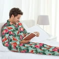 thumbnail image 6 of Honeii Palm Leaves Flamingo Pattern Mens Pajamas Set,2pcs Men's Lounge Long Sleeve Sleep Shirt and Pajama Bottoms Sleepwear Set,Mens Pjs Sets-Large, 6 of 7