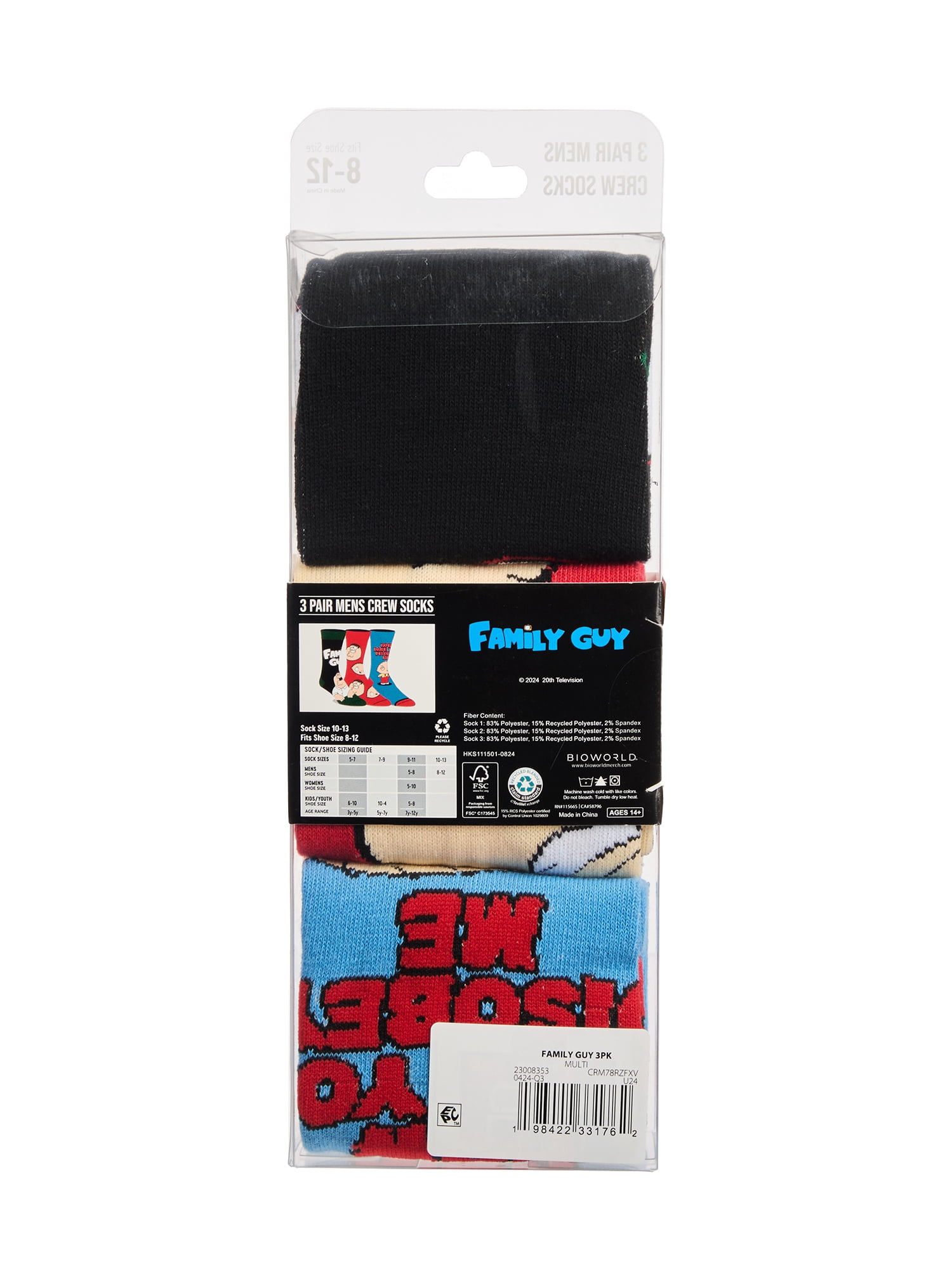 Family Guy Men's Crew Socks, 3-Pack