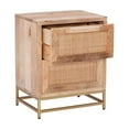 thumbnail image 5 of Linon Josie Wood 2 Drawer Side Table Cane Detailing Gold Metal Base in Natural, 5 of 13