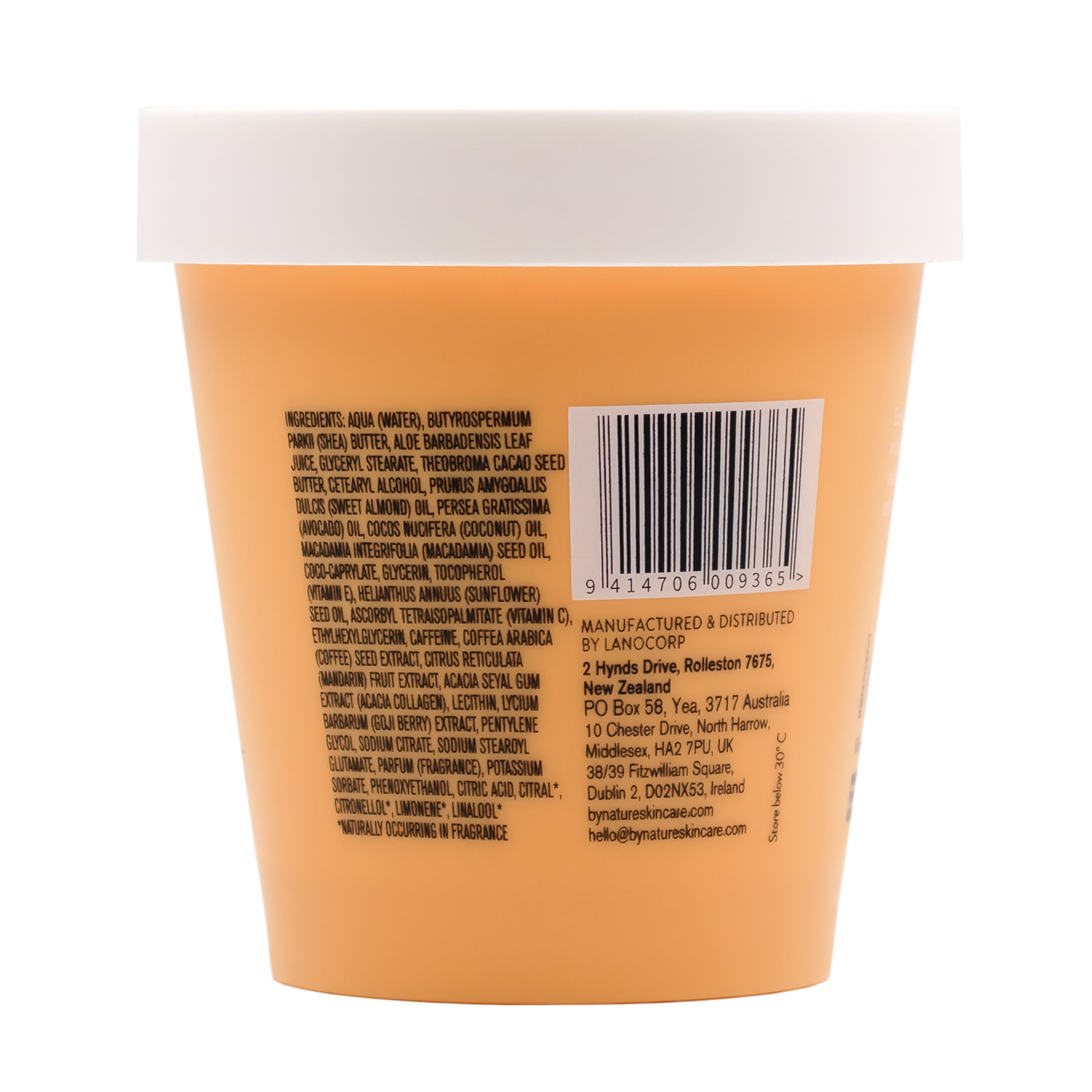 By Nature From New Zealand Glow Brightening Body Balm with Vitamin C + Caffeine for Dry, Cracked Skin