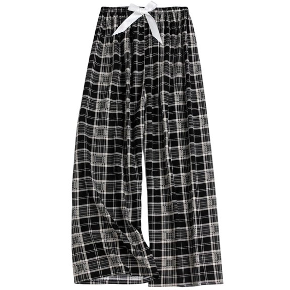 Iyufng Womens Floral Printed Pajama Pants with Elastic Waist Bow Accent Lightweight Breathable Casual Home Wear Trousers
