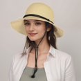 thumbnail image 2 of Wide Brim Straw Sun Hat with Chin Strap and Black Cord Detail for Outdoor Protection and Stylish Shade - Beige, 2 of 6
