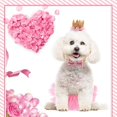 thumbnail image 4 of 3 piezas/set de ropa para mascotas, vestido de boda para perros, suministros para fiestas de cumpleaños de cachorros, linda falda de tutú, pajarita, corona, sombrero, 4 of 4