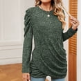 thumbnail image 2 of Yuyuzo Ruffle Sleeve Tops for Women Round Neck Ribbed Twisted Shirts Fall Tunic Tops Solid Color, 2 of 6