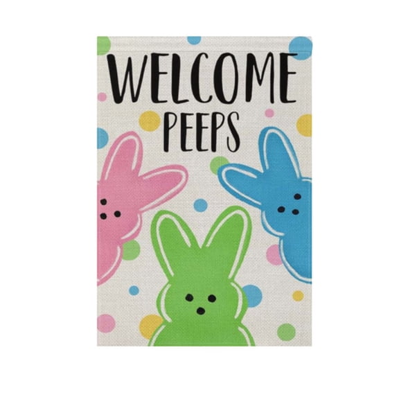 Welcome Peeps Garden Flag Double Sided 12 x 18/28 x 40 Inch Yard Flag Home Outdoor Yard Patio Lawn Decor