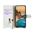 thumbnail image 3 of For Apple iPhone 14 PU Leather Wallet Case Magnetic Flip Cover Multi-Card Slots Zipper Pocket With Hidden Makeup Mirror，Detachable Metal Shoulder Strap,White,For iPhone 14, 3 of 7