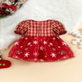 thumbnail image 3 of Robe Patchwork à Manches Courtes pour Filles Tout-Petits avec Imprimé Flocon de Neige et Carreaux, 3 of 9