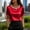 Red, variant on Womens T Shirts Solid Short Sleeve Crewneck Pearl Collar French Top Tees for Women Red L