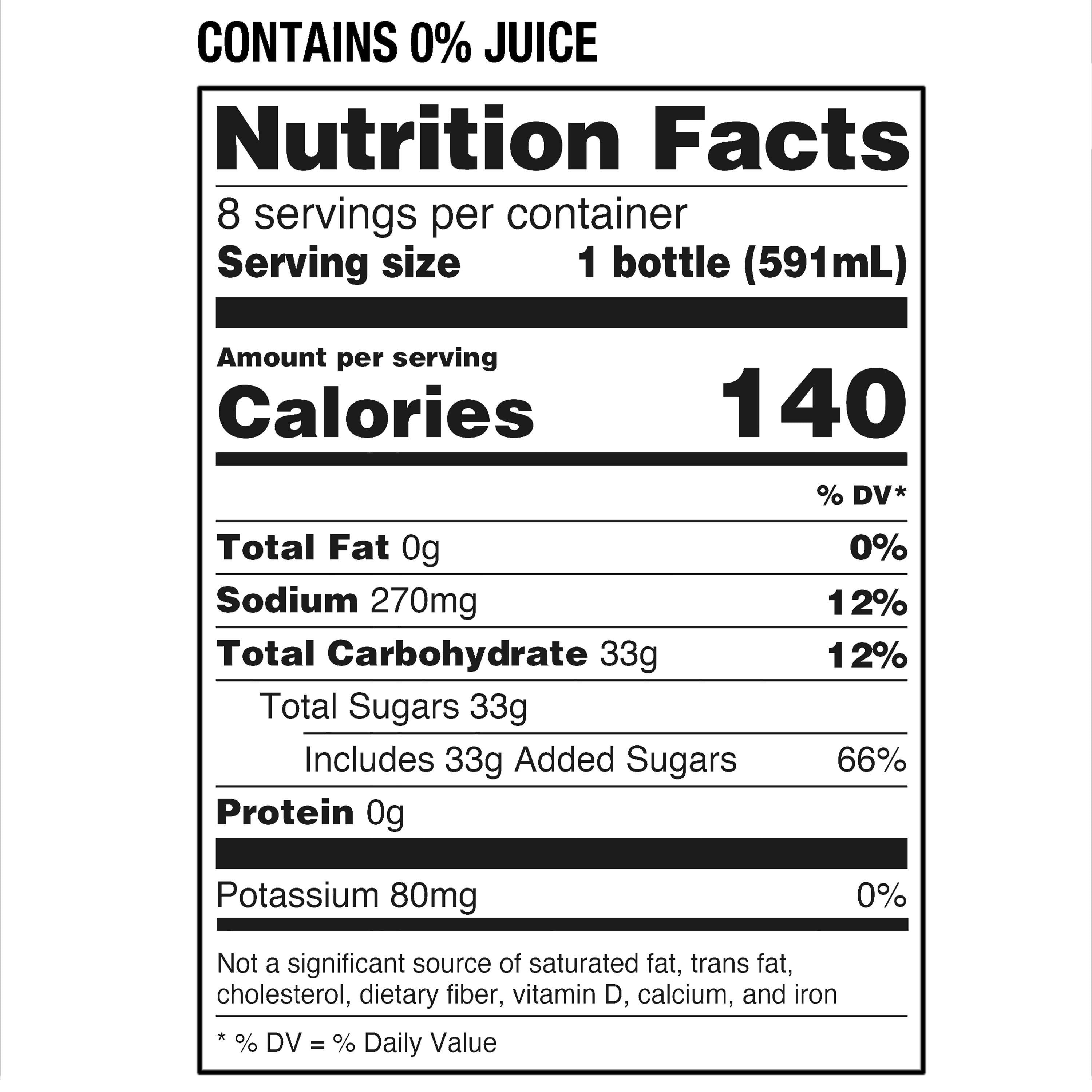 Great Value Sports Hydration Drink, Fruit Punch, 20 fl oz, 8 Bottles
