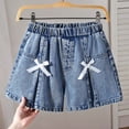 thumbnail image 5 of LRen Girls Jean Shorts 6-12Y Ripped Bermuda Jorts Y2K Baggy Straight Leg Denim Shorts with Elastic Waistband, 5 of 9