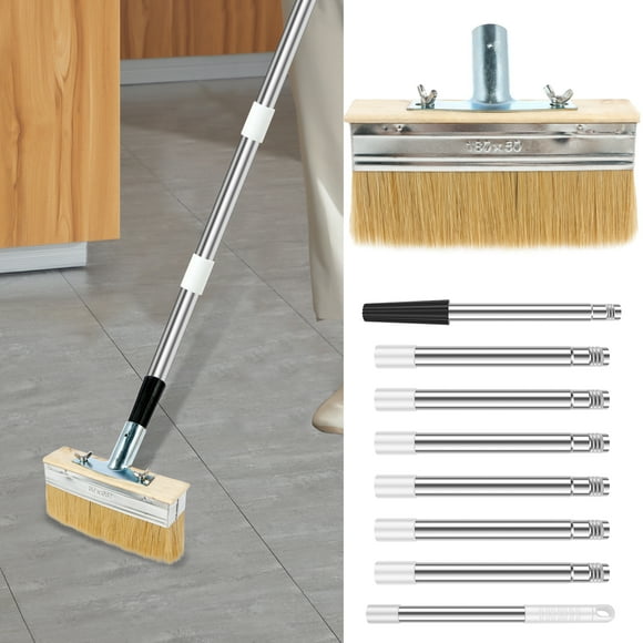 NUAHRHY Deck Stain Brush with Long Handle 67inch Stainless Steel Extension Pole Deck Stain Applicator Multipurpose Deck Paint Brush for Painting Wood Deck Fence Door