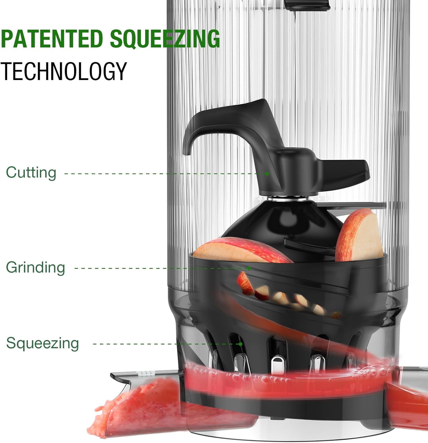 Open Box Juicer Machines, TUUMIIST Cold Press Juicer with 5.3" Extra Large Feed Chute Fit Whole Fruits & Vegetables Easy to Clean, High Juice Yield, BPA Free (Black)
