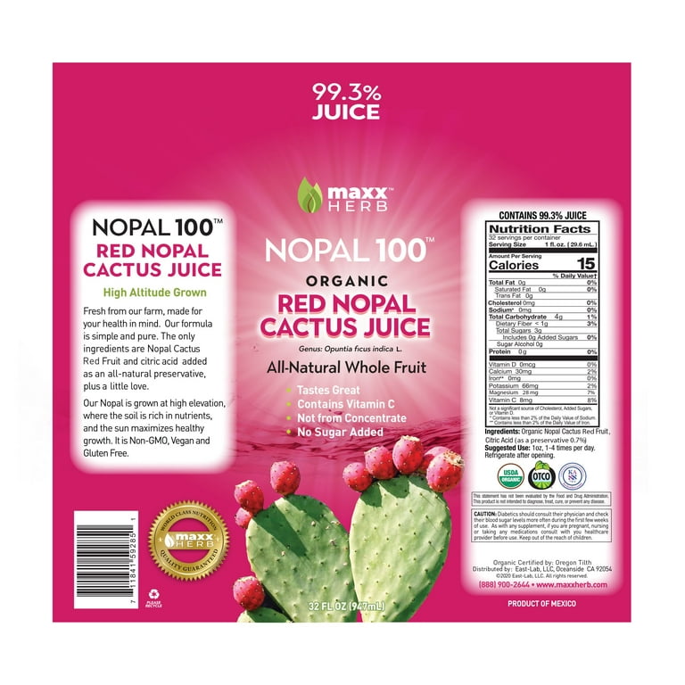 Maxx Herb Pure Organic Red Nopal Cactus Prickly Pear Juice, Gut Health & Joint Support, 32 Oz 4-Pack - Walmart.com Maxx Herb Pure Organic Red Nopal Cactus Prickly Pear Juice, Gut Health & Joint Support, 32 Oz 4-Pack - Walmart.com