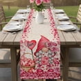 thumbnail image 4 of Valentine's Day Table Runner - 72 Inch Long Pink Gnomes Love Roses Sweet Beige Cotton and Linen Blended Dress Scarves Farmhouse Table Runner for Kitchen Dining, Coffee Table, 13" x 72", 4 of 8