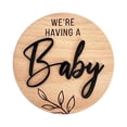 thumbnail image 2 of LHNFT We're Having a Baby Pregnancy Announcement Sign 5.9 Inch Round Wooden Announcement Disc with Black 3D Letters Decoration Maternity Photoshoot Prop, Baby Shower Gifts for Pregnant Moms, 2 of 7