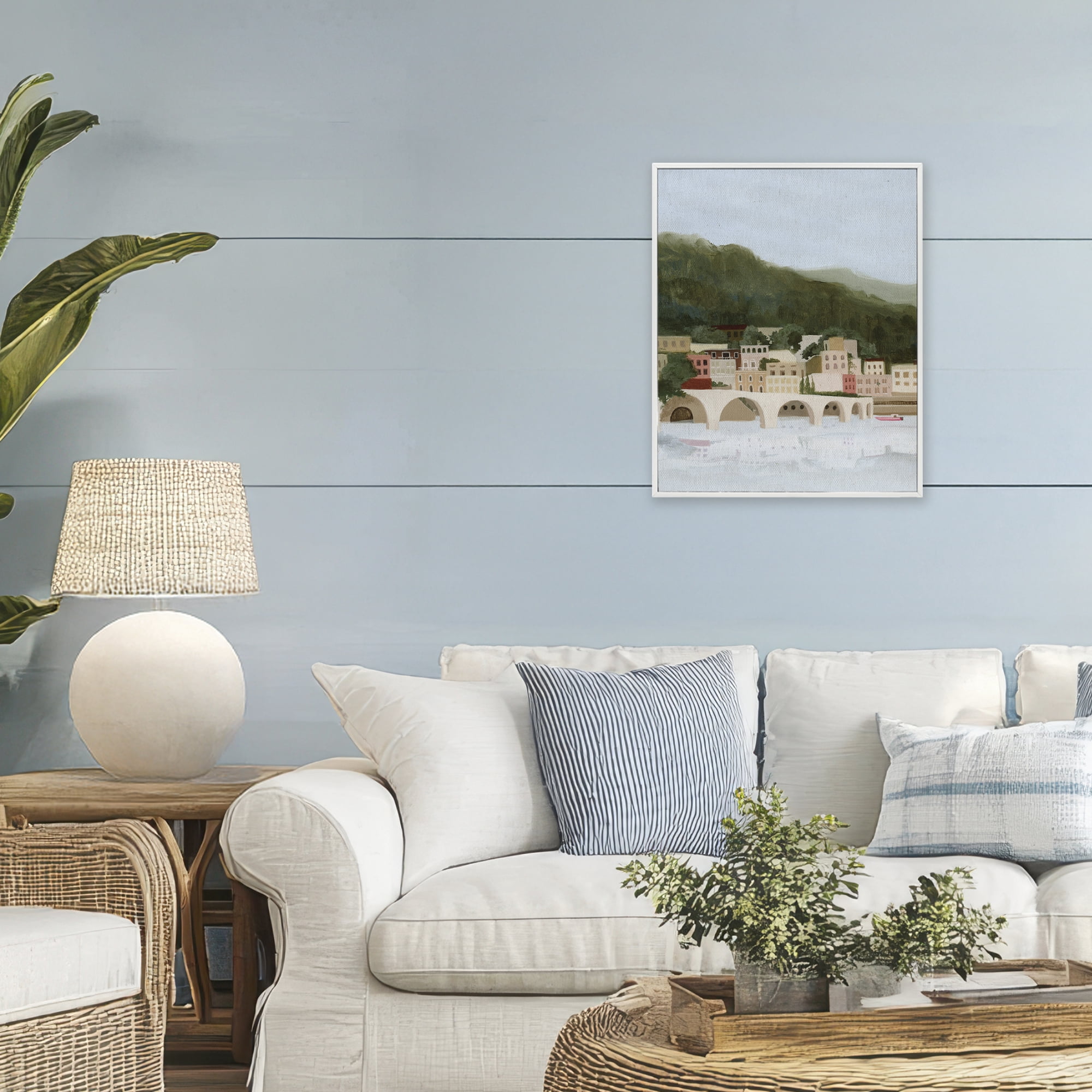 Stupell Industries Coastal Mountains By Sea White Framed Giclee Art, design by Grace Popp