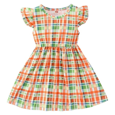 

XIEULQP Baby Girl Clothes Toddler Girls Fly Sleeve Prints Princess Dress Dance Party Dresses Clothes Summer Dress Yellow