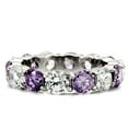 thumbnail image 3 of High polished (no plating) Stainless Steel Ring with AAA Grade CZ in Amethyst for Women Style TK109, 3 of 5