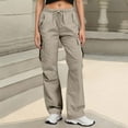 thumbnail image 2 of Cargo Pants Women Plus Size Women's Casual Cargo Pants High Waisted Wide Leg With Pockets Workwear Cargo Sweatpants Khaki XXL, 2 of 6