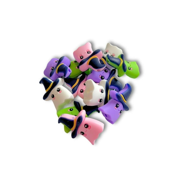 Boo Ghost with Witches Hat Halloween Freddy Focal Bead 3D 12 pk Silicone Characters Nightmare Christmas for Beadable Pens Freshie Mold Hangers Cartoon Fall
