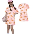 thumbnail image 2 of Grblisyd Girls Dress Summer Cute Animal Print A Line Short Sleeve Crew Neck T-Shirt Dress for Kids Casual 3-12 Y, 2 of 6