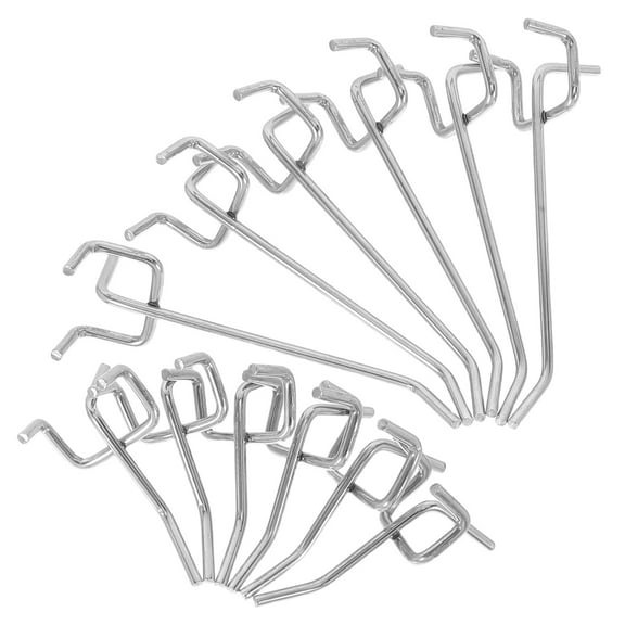 KAKOWELY Peg Board Shelf Supports Pegboard Hook Silver Stainless Steel 12Pack