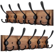 17-Inch Wall-Mounted Wooden Coat Rack (Set of 2)