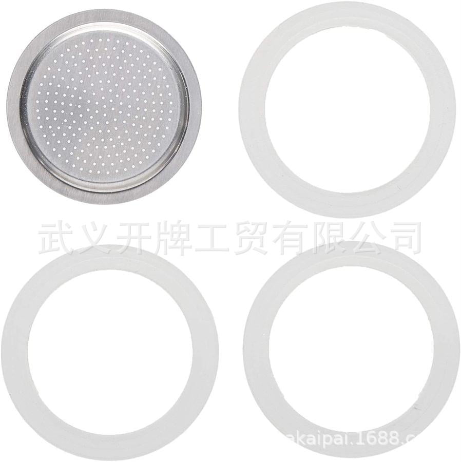 3/6/9/12 Cup Silica Gel Gasket+Stainless Steel Filter for Moka Pot Coffee Bottle 