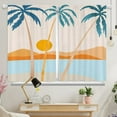 thumbnail image 3 of Tropical Palm Tree Beach Boho Kitchen Curtains, Sun Sea Ocean Mid Century Abstract Modern Aesthetic Small Short Cafe Window Curtain Over Sink Dining Room Decor Rod Pocket Drapes 2 Panels 36"x28", 3 of 6