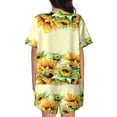 thumbnail image 3 of Bixox Women's Sunflowers On A Yellow Background Printed Pajama Set 2 Piece Lounge Set Top and Shorts Soft Pajamas, Shorts with Pockets, 3 of 7