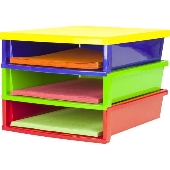 Storex Quick Stack 3-Slot Construction Paper Sorter, Multi-color, 1-Count