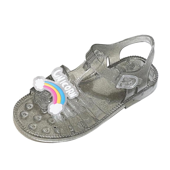 Staki Toddler Jelly Shoes Girls' Cute Sparkle Sandals Fancy Dress Up Jelly Party Dancing Cosplay Shoes(Black,8 Toddler)