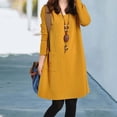 thumbnail image 4 of comerut Women Autumn Dress Crew Neck Loose Solid Color Pullover Patch Pocket Keep Warm Womens Clothing Plus Size Lady Winter Dress for Work, 4 of 7