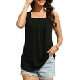 thumbnail image 5 of Fantaslook Tank Tops for Women Pleated Square Neck Sleeveless Summer Tops Curved Hem Flowy Shirts, 5 of 10