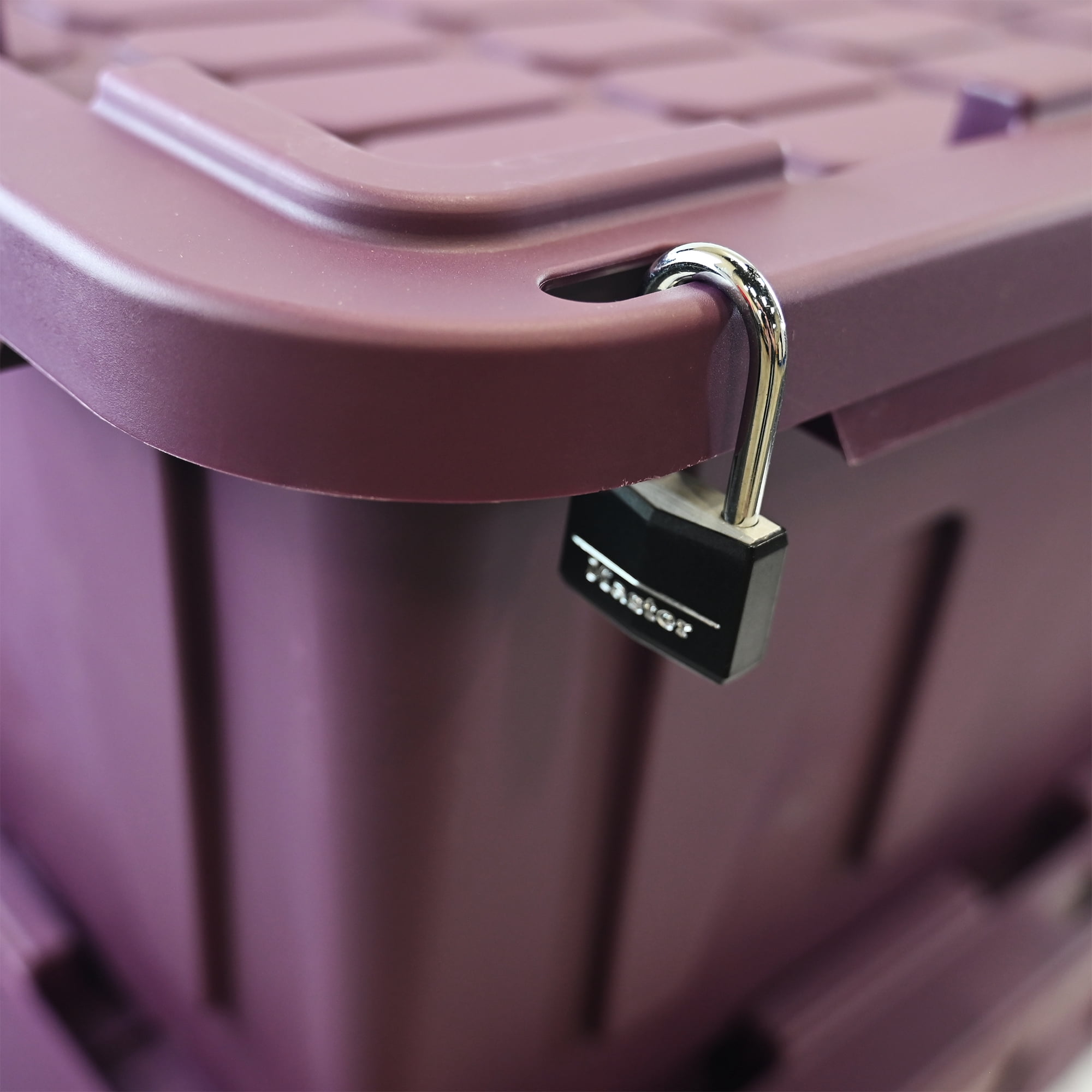 Sort & Style 27 Gallon Large Storage Bin with Snap Lid, Italian Plum Purple, 4 Pack, Heavy Duty Plastic Storage Container